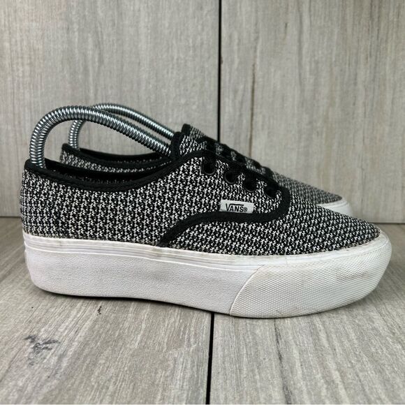 Vans Authentic Platform 2.0 Black White Plaid Chunky Sneaker Shoe Women Size 6.5 - Picture 1 of 10